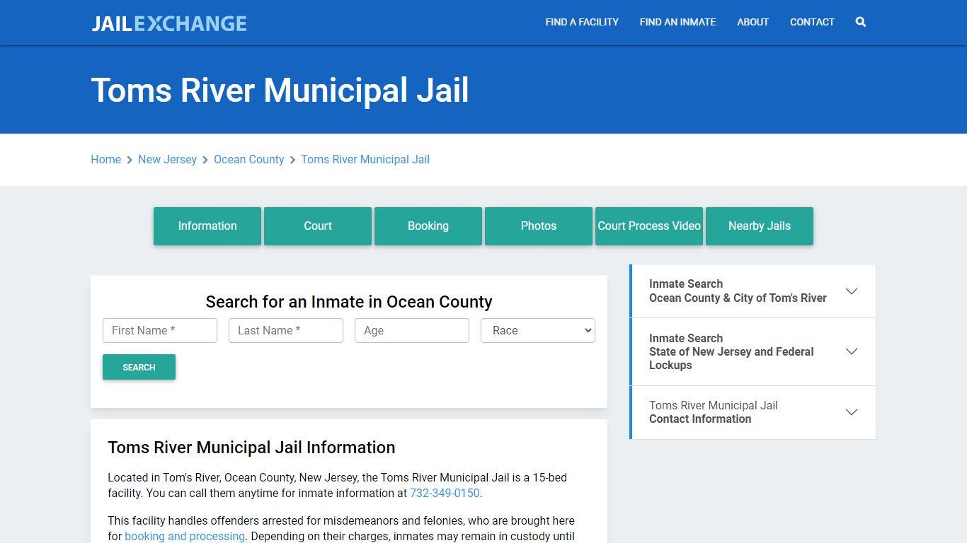 Toms River Municipal Jail Roster Lookup, NJ, Inmate Search